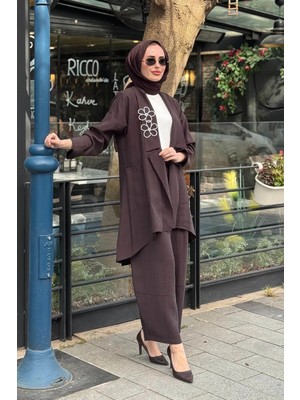 Naki & Mascara Pantolonlu Takım 26MY1105 Kahve