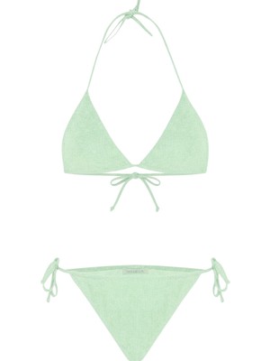 Aquella Lurex Mint Mavi Tulum Üçgen Bikini Takım