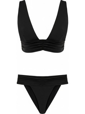 Aquella Büzgülü Siyah Nadide Bikini Takım