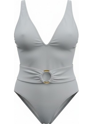 Aquella Toka Aksesuarlı V Yaka Koyu Gri Mayo