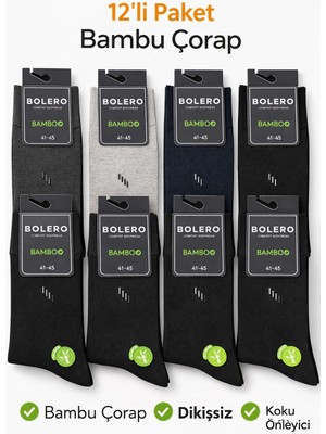 Bolero Bambu Erkek Çorap 12’li Paket – Dikişsiz, Terletmeyen, Koku Önleyici