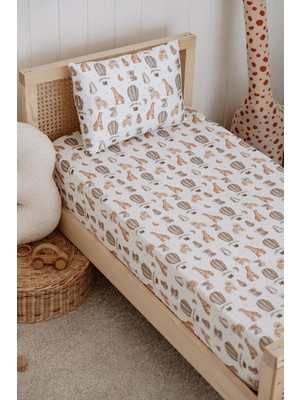 Tek Kişilik, Çocuk Lastikli Çarşaf Takımı, %100 Pamuk Saten - Jungle