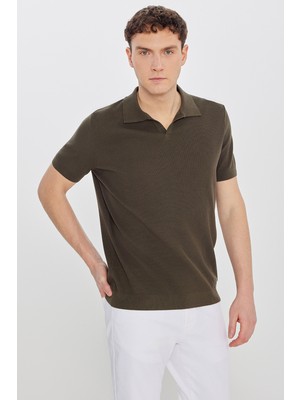 Altınyıldız Classics %100 Pamuk Standart Fit Normal Kesim Polo Yaka Jakarlı Triko Tişört