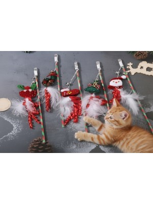 Yılbaşı Temalı Zilli Kedi Oyun Oltası  Midastech