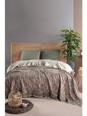 Comfort Craft Lavanta Desenli Müslin Yorgan -%100 Organik Pamuk Çift Kişilik Battaniye 240X260