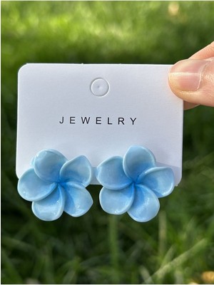 C&On Design ⭐ Lotus Çiçeği Küpe - Işıltılı ve Zarif Tasarım, Kadın Aksesuarı---Mavi