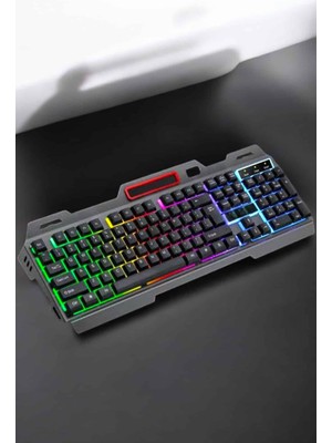 LED Işıklı Oyuncu Klavye USB Girişli Rgb Işıklı Q Klavye Mouse Hediyeli Midastech