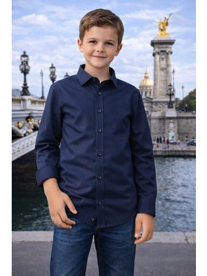 Louis Fabel Düz Uzun Kol Okul Çocuk Gömlek