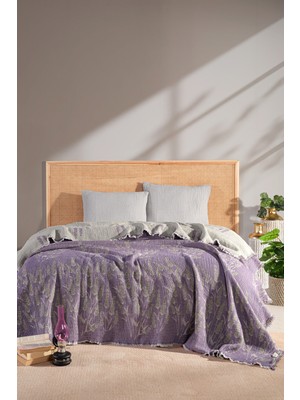Comfort Craft Lavanta Desenli Müslin Yorgan -%100 Organik Pamuk Çift Kişilik Battaniye 240X260