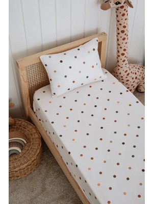 Tek Kişilik, Çocuk Lastikli Çarşaf Takımı, %100 Pamuk Saten - Dots