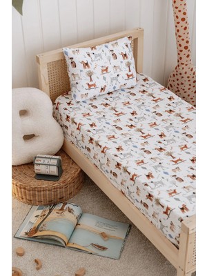 Tek Kişilik, Çocuk Lastikli Çarşaf Takımı, %100 Pamuk Saten - Köpekler