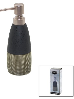 Antrasit Gri - Krem Mat Desen Seramik Sıvı Sabunluk (4887) Midastech