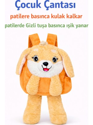 Selvira Peluş Tavşan Çocuk Sırt Çantası Gri Yumuşak Dokulu Sevimli Anaokulu Kreş Günlük Kullanım Çantası