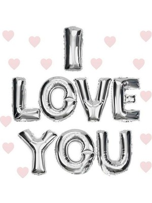 I Love You Folyo Balon Gümüş Renk 35 cm (4887) Midastech