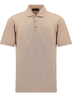 Abdullah Kiğılı Regular Fit Çizgili Nakışlı Cepli Merserize Pamuk Polo Yaka T-shirt