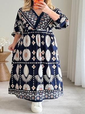 Valewoman Kruvaze Yaka, Kuşaklı Viskon Elbise