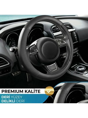 Form Oto Geçmeli Direksiyon Kılıfı 38CM %100 Yerli Üretim Noktalı Siyah Düz Siyah 1.kalite Suni Deri