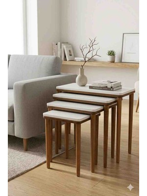 4'lü Zigon Sehpa Çift Katlı Gofret Serisi