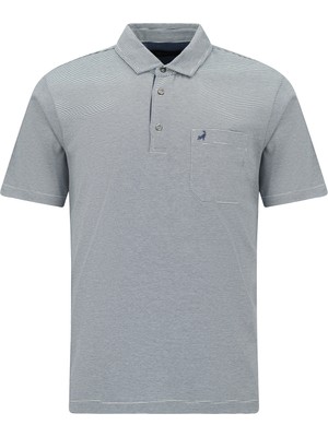 Abdullah Kiğılı Regular Fit Çizgili Cepli Merserize Pamuk Polo Yaka T-shirt