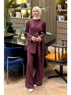 Lamelif Toka Detaylı Takım Mürdüm