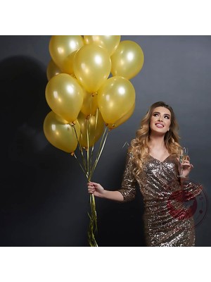 Oktay Sesal 25 Pcs Shıny Metallıc Gold Balloon 1.kalite Parlak Metalik Gold Balon Helyum Gazı Uyumlu