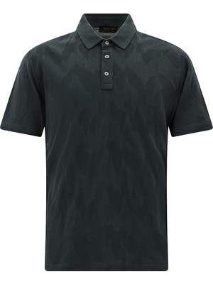 Abdullah Kiğılı Regular Fit Desenli Merserize Pamuk Polo Yaka T-shirt