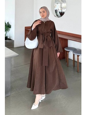 Lamelif Bağcıklı Etek-Bluz Ikili Takım Acı Kahverengi