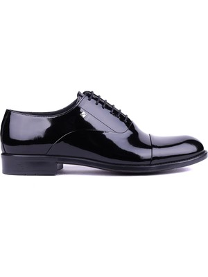 Shoetyle Fosco - Hakiki Rugan Deri Siyah Renk Klasik Erkek Ayakkabı - 7102