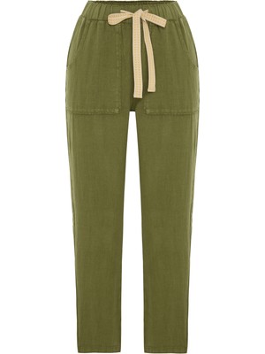 Straıght Fıt Beli Bağlamalı Keten Pantolon