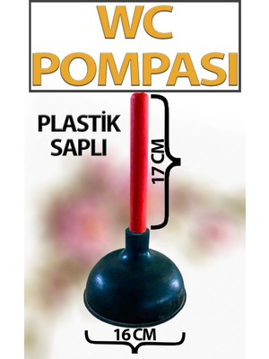 Trend Hause Plastik Saplı Kauçuk Tuvalet Tıkanıklığı Açma Pompası Büyük Boy 16 cm Çap 17 cm Sap Uzunluğu