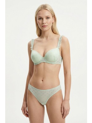 Rays Mint Desenli Askı Fırfır Detay Sütyen Takım 717