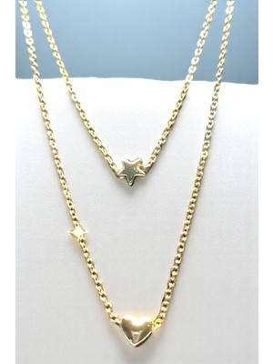 Katilus Ikili Kadın Kolye Yıldız ve Kalp Kolye