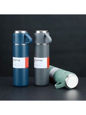 Paslanmaz Çelik Bardaklı Termos Seti 500 ml Midastech