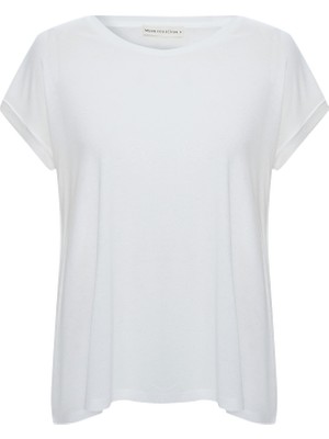 Düşük Kol Simli Kısa Kollu T-Shırt