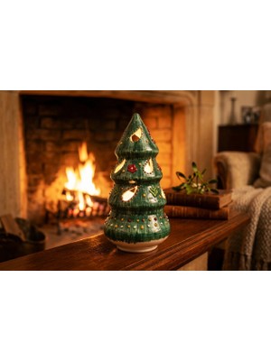 Muguetarts %100 El Emeği Çam Ağacı Dekoratif Tealight Mumluk 23X12CM