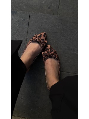 Akça Shoes Leopar Önü Fiyonklu Babet Sandalet