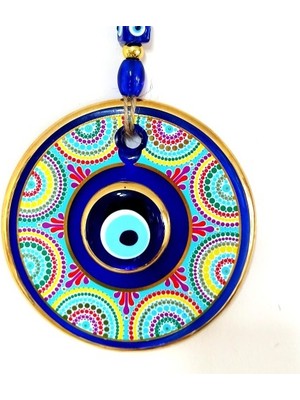 Yaldızlı Çift Taşlı Nazar Boncuklu Rengarenk Duvar Süsü Midastech