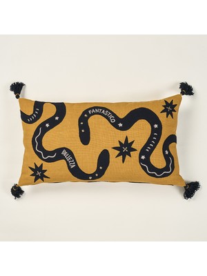 Zsa Zsa Zsu Ghunı Aplikeli Pamuk Dolgulu Kırlent 30X55 cm Sarı