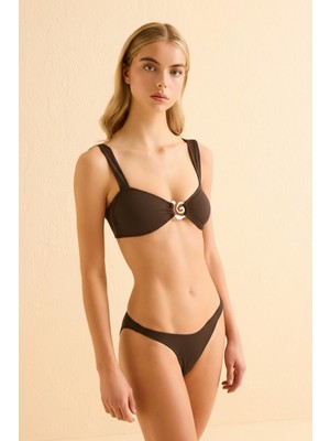 Aquella Tokalı Straplez Geniş Askılı Acı Kahve Bikini