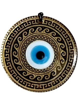 Altın Varaklı Nazar Boncuklu Füzyon Cam El Işçiliği 12 cm Duvar Süsü Midastech