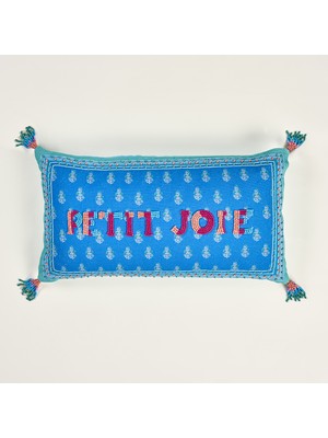 Zsa Zsa Zsu Ghunı Püsküllü Nakışlı Pamuk Dolgulu Kırlent 30X55 cm Mavi