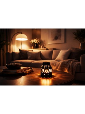 Muguetarts %100 El Emeği Karo Yansıma Desenli Tealight Mumluk Kahverengi R10XH12X3 cm