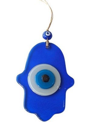 Nazar Boncuklu Şeffaf Mavi Fatma Ana Bereket Eli Cam Duvar Süsü Midastech