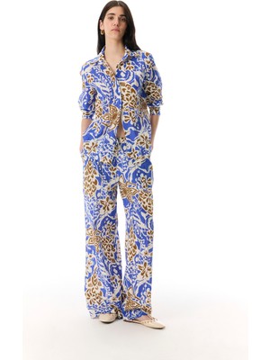 Baskılı Straıght Fıt Beli Lastikli Pantolon