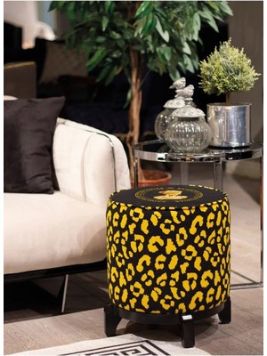 Adawall Siyah Büst Detaylı Ayaklı Puf