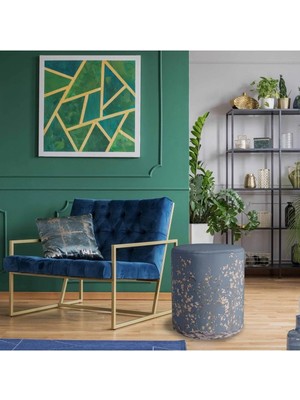 Adawall Mavi Çiçek Tasarımlı Puf