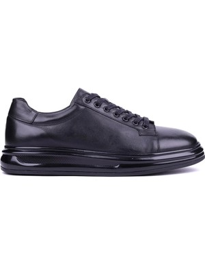 Shoetyle Fosco - Hakiki Deri Siyah Renk Erkek Deri Sneaker - 3240