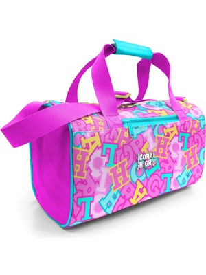 Coral High Pembe Su Yeşili Harf Desenli Spor Çantası 27551