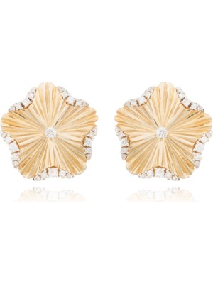 Roberto Bravo 14 Ayar Altın Taşlı Çiçek Küpe