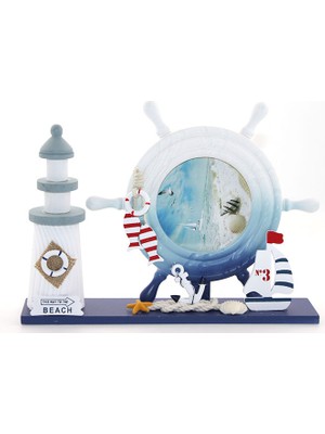 Ahşap Marin Deniz Feneri Dümenli Çerceve Model 1  Midastech